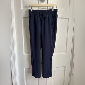 Athleta Metropolis Straight Leg Pants Womens Size 4 Elastic Waist Navy Blue  EUC